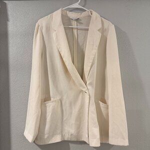 Topshop Lightweight Cream Blazer with Tortoise Button